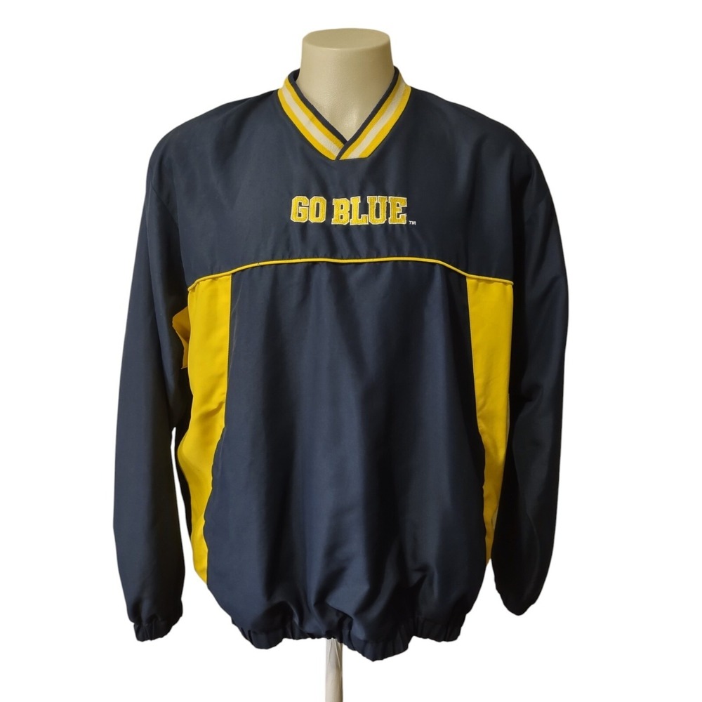 58 Sports Michigan Wolverines Windbreaker XL Mens Go Blue Pullover Navy Yellow M